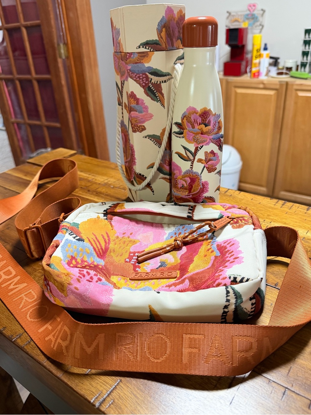 Farm Rio Floral Crossbody Bag & Matching Bottle